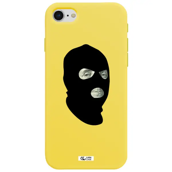 a person wearing a mask Apple iPhone se 2020 Silicone canary yellow Case