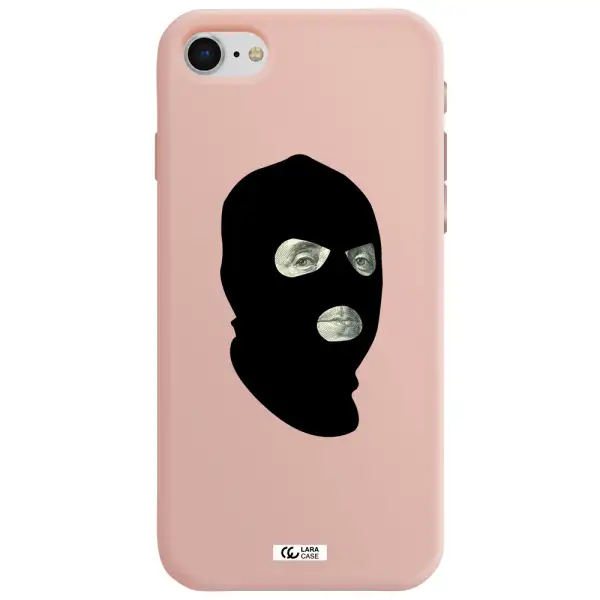 a person wearing a mask Apple iPhone se 2020 Silicone pastel pink Case