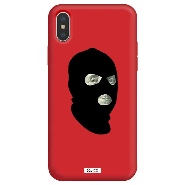 a person wearing a mask Apple iPhone X Silicone Imperial Red Case