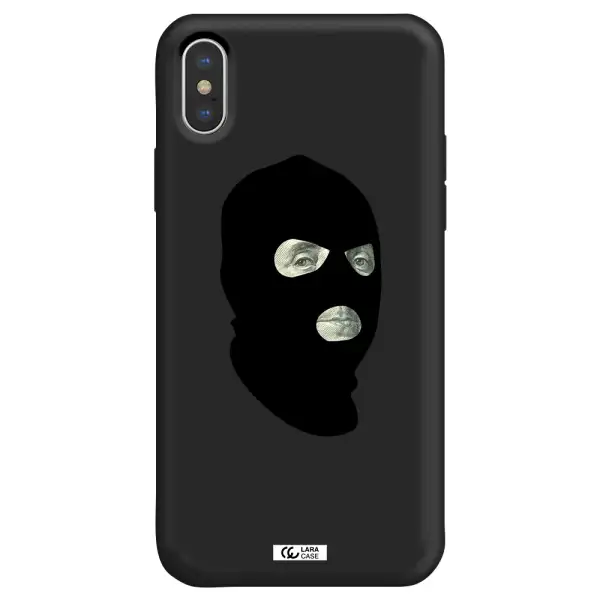 a person wearing a mask Apple iPhone XS Silicone black Case