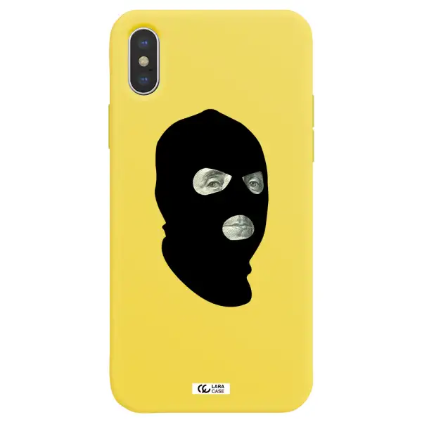 a person wearing a mask Apple iPhone XS Silicone canary yellow Case