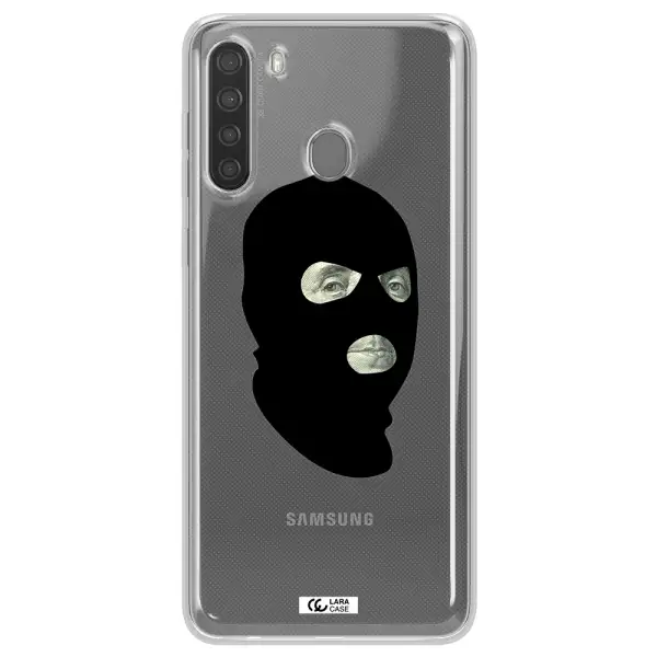 a person wearing a mask Samsung A21 Clear TPU Case