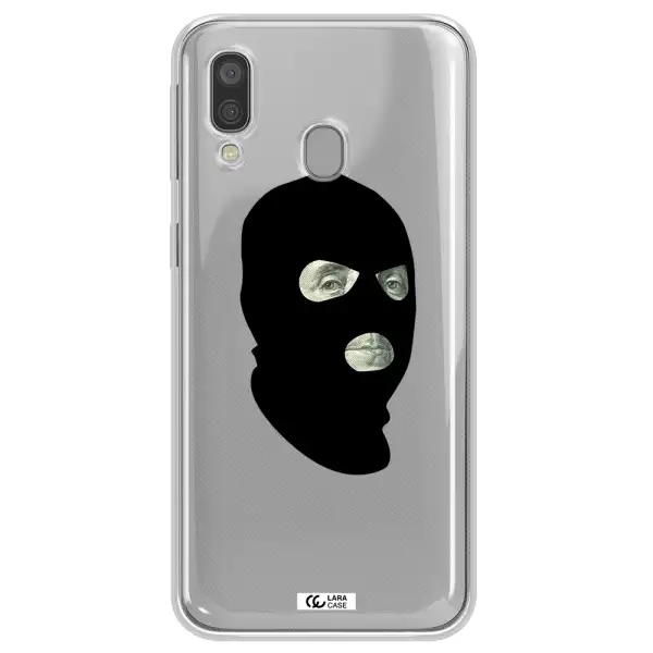 a person wearing a mask Samsung A40 Clear TPU Case