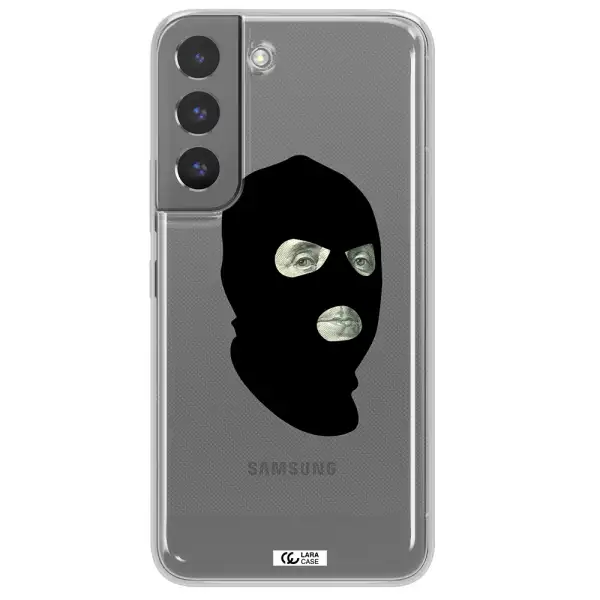 a person wearing a mask Samsung S 22 Plus Clear TPU Case