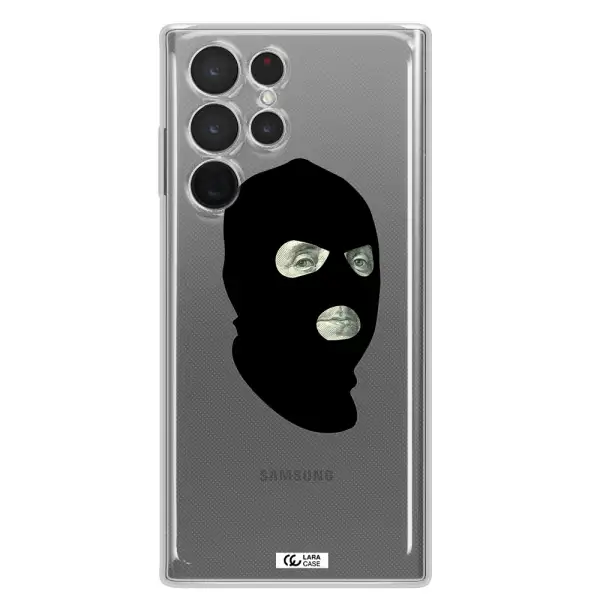a person wearing a mask Samsung S 22 Ultra Clear TPU Case