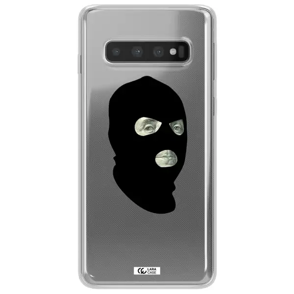 a person wearing a mask Samsung S10 Plus Clear TPU Case