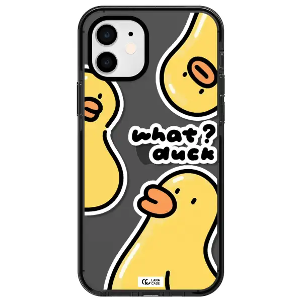 a group of yellow ducks Apple iPhone 11 impact Smoke Black Case