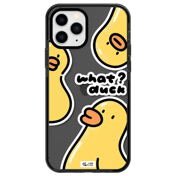 a group of yellow ducks Apple iPhone 11 pro impact Smoke Black Case