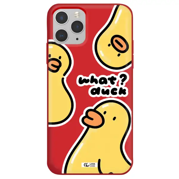 a group of yellow ducks Apple iPhone 11 pro max Silicone Imperial Red Case