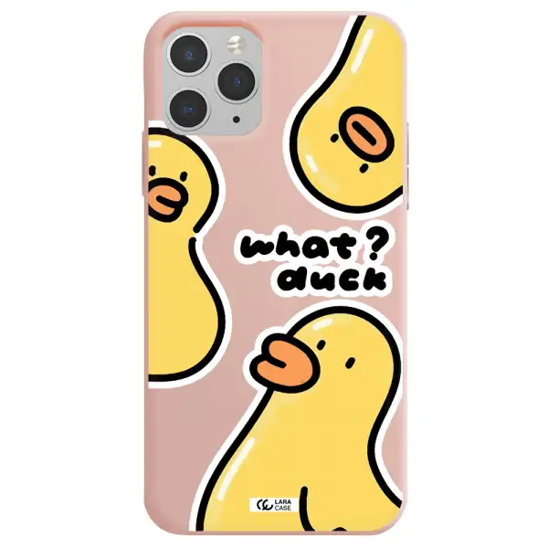 a group of yellow ducks Apple iPhone 11 pro max Silicone pastel pink Case