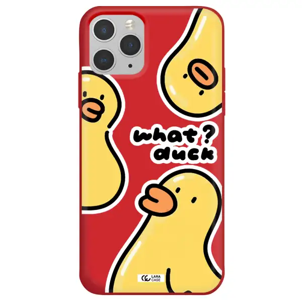 a group of yellow ducks Apple iPhone 11 pro Silicone Imperial Red Case