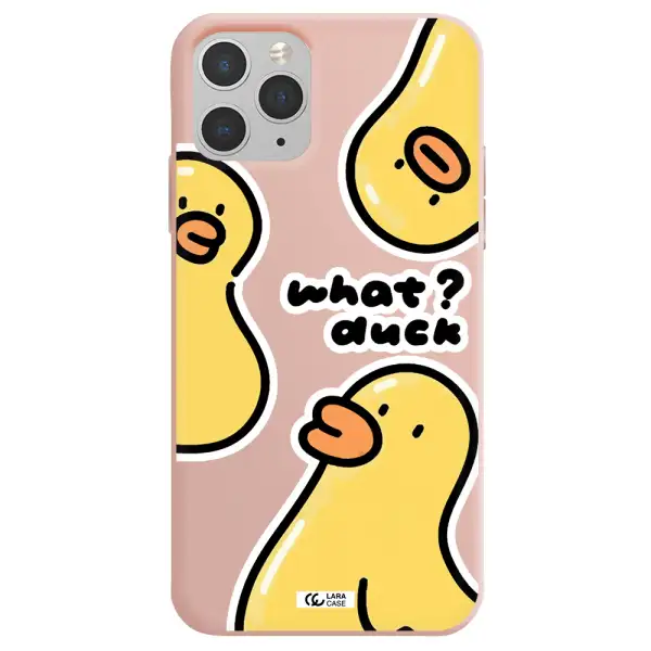 a group of yellow ducks Apple iPhone 11 pro Silicone pastel pink Case