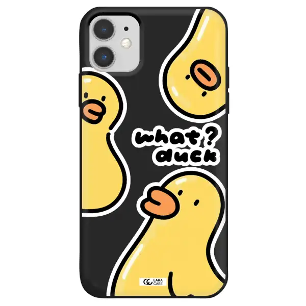 a group of yellow ducks Apple iPhone 11 Silicone black Case