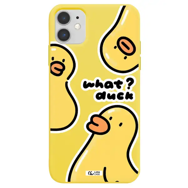 a group of yellow ducks Apple iPhone 11 Silicone canary yellow Case
