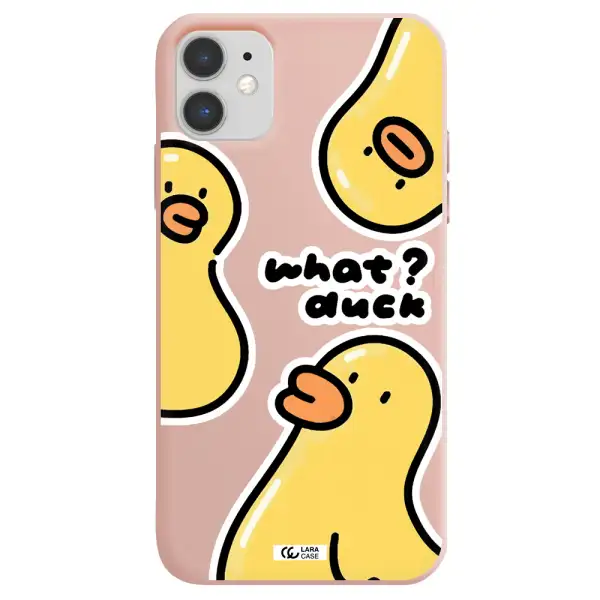 a group of yellow ducks Apple iPhone 11 Silicone pastel pink Case