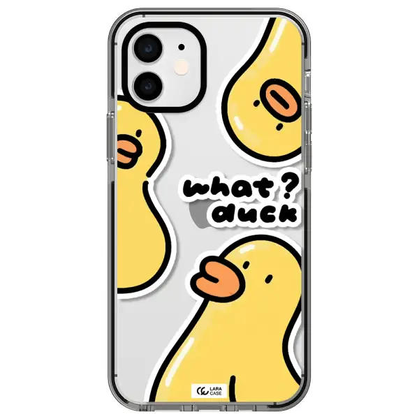 a group of yellow ducks Apple iPhone 12 impact black border Case