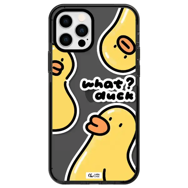 a group of yellow ducks Apple iPhone 12 pro impact Smoke Black Case