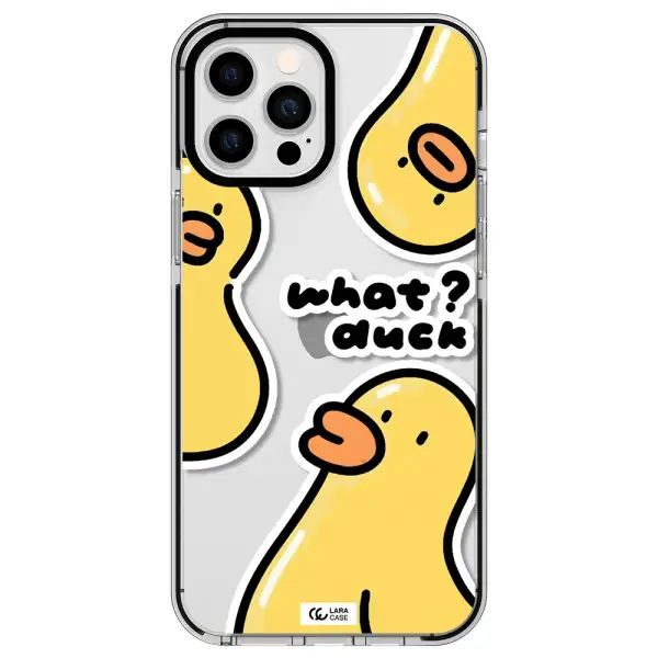 a group of yellow ducks Apple iPhone 12 pro max impact black border Case