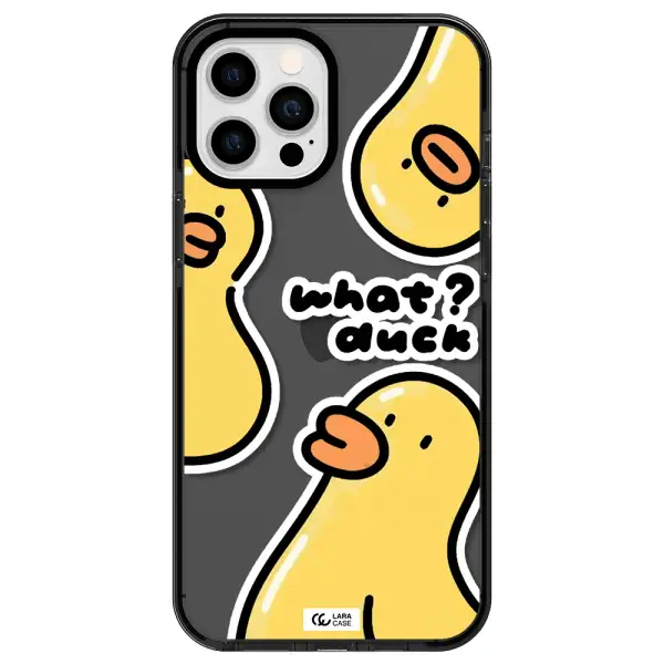 a group of yellow ducks Apple iPhone 12 pro max impact Smoke Black Case