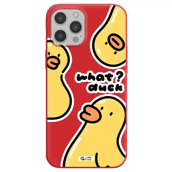 a group of yellow ducks Apple iPhone 12 pro max Silicone Imperial Red Case