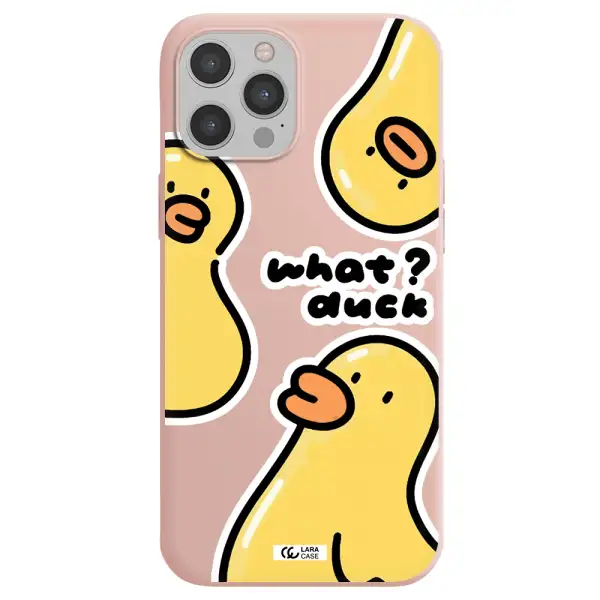 a group of yellow ducks Apple iPhone 12 pro max Silicone pastel pink Case