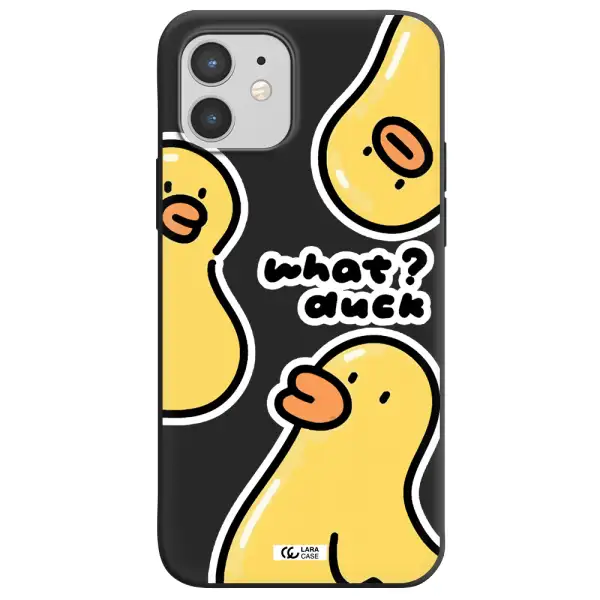 a group of yellow ducks Apple iPhone 12 Silicone black Case