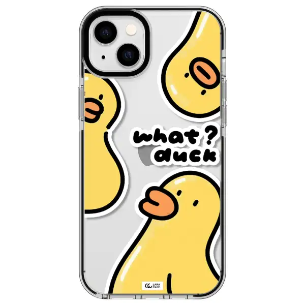 a group of yellow ducks Apple iPhone 14 plus impact black border Case
