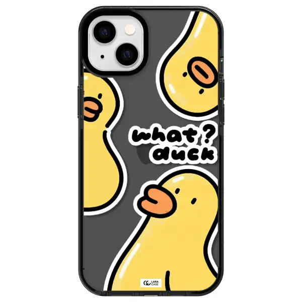 a group of yellow ducks Apple iPhone 14 plus impact Smoke Black Case