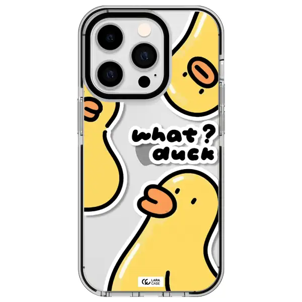 a group of yellow ducks Apple iPhone 14 pro impact black border Case
