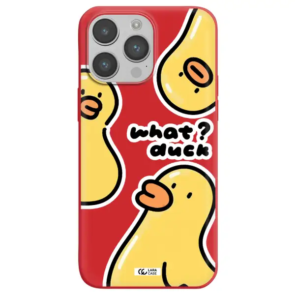 a group of yellow ducks Apple iPhone 14 pro max Silicone Imperial Red Case