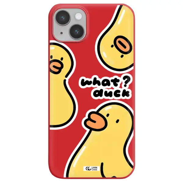 a group of yellow ducks Apple iPhone 14 Silicone Imperial Red Case