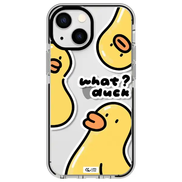 a group of yellow ducks Apple iPhone 15 impact black border Case