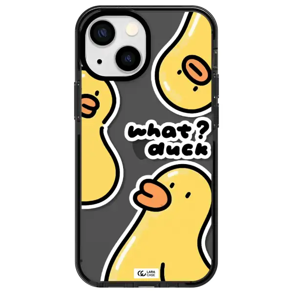 a group of yellow ducks Apple iPhone 15 impact Smoke Black Case
