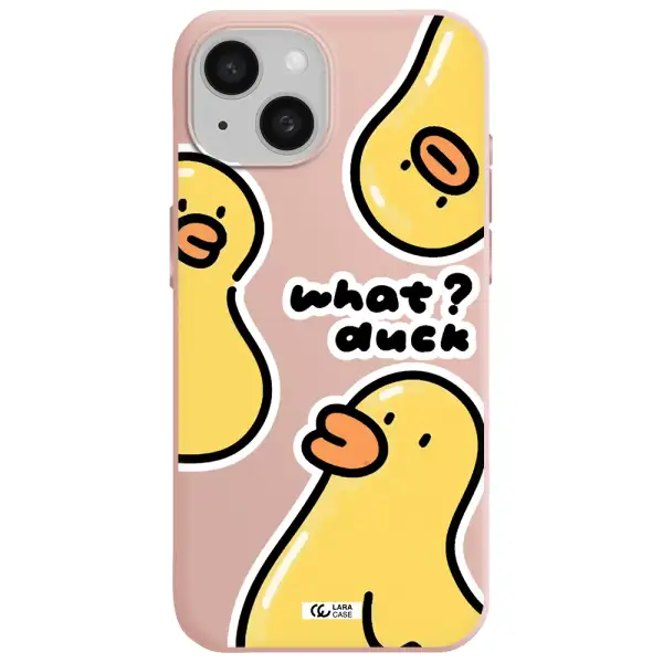 A Group Of Yellow Ducks Apple Iphone 15 Silicone Pastel Pink Case