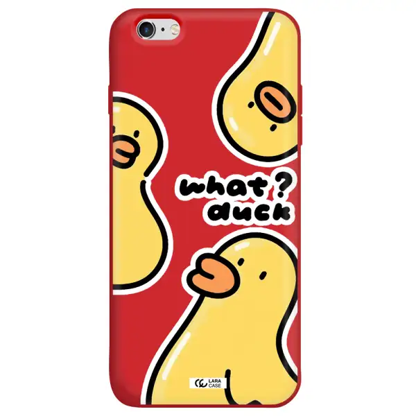a group of yellow ducks Apple iPhone 6S Silicone Imperial Red Case