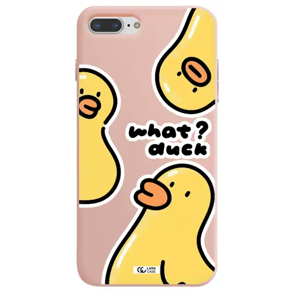 a group of yellow ducks Apple iPhone 7 plus Silicone pastel pink Case