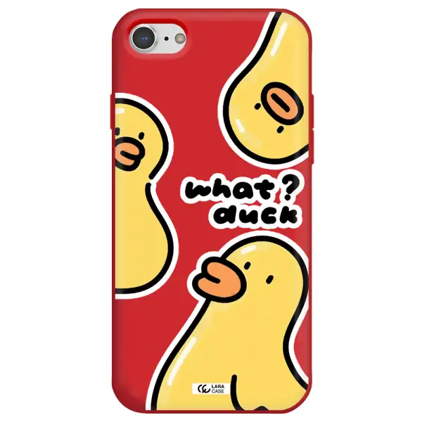 a group of yellow ducks Apple iPhone 7 Silicone Imperial Red Case