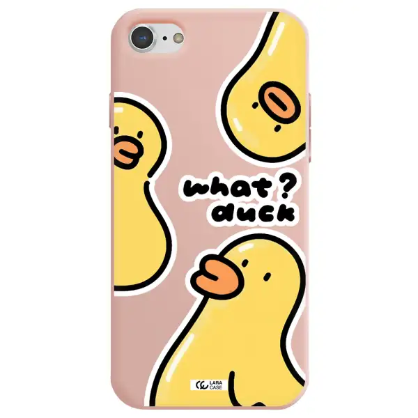 a group of yellow ducks Apple iPhone 7 Silicone pastel pink Case