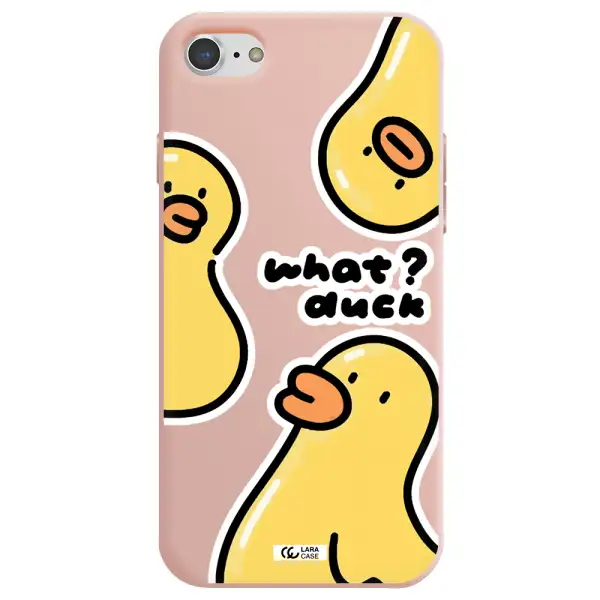 a group of yellow ducks Apple iPhone 8 Silicone pastel pink Case