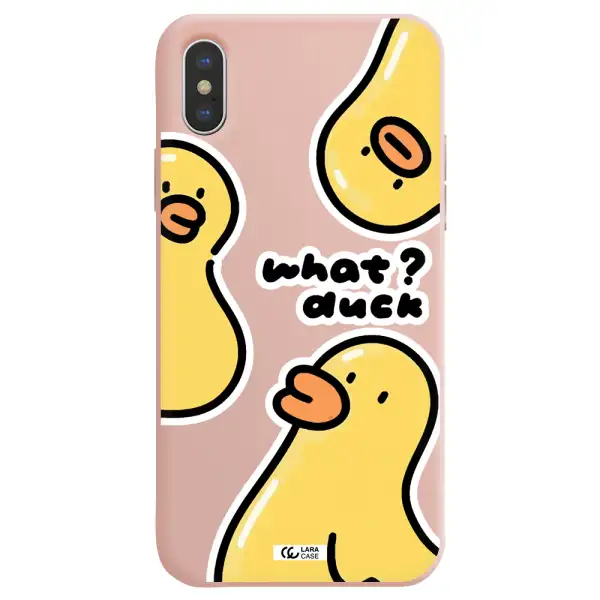 a group of yellow ducks Apple iPhone XS Silicone pastel pink Case