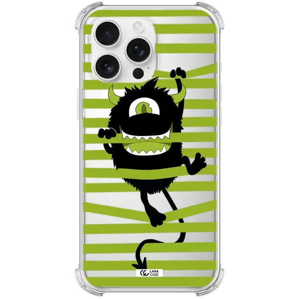 A Black Monster With Horns And Green Stripes Apple Iphone 16 Pro Max Clear Pc Case