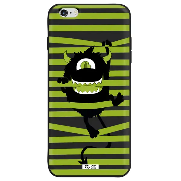 a black monster with horns and green stripes Apple iPhone 6 plus Silicone black Case
