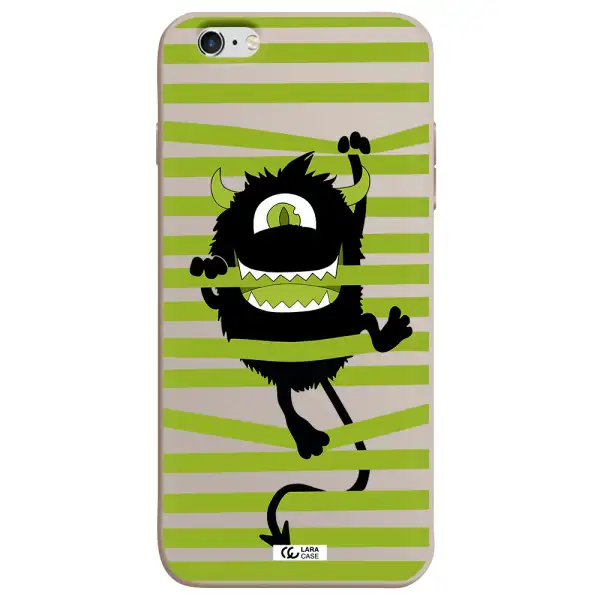 a black monster with horns and green stripes Apple iPhone 6 plus Silicone Stone Case