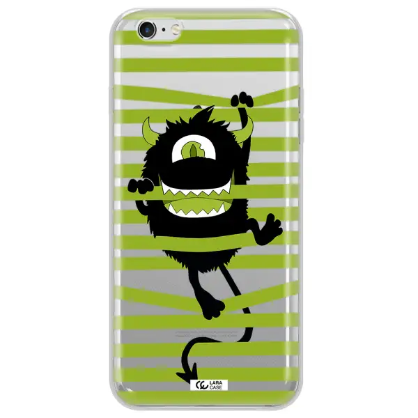 a black monster with horns and green stripes Apple iPhone 6 s plus Clear TPU Case