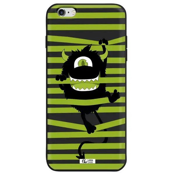 a black monster with horns and green stripes Apple iPhone 6 s plus Silicone black Case