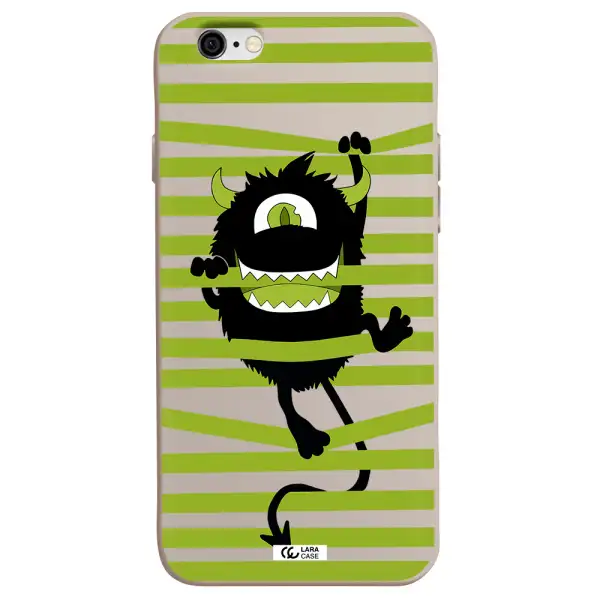 a black monster with horns and green stripes Apple iPhone 6 Silicone Stone Case