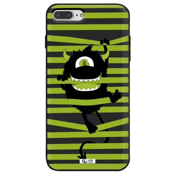 a black monster with horns and green stripes Apple iPhone 7 plus Silicone black Case