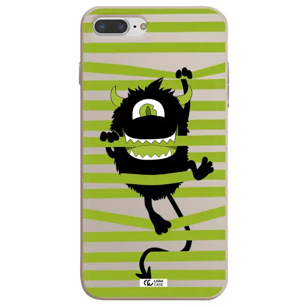 a black monster with horns and green stripes Apple iPhone 7 plus Silicone Stone Case