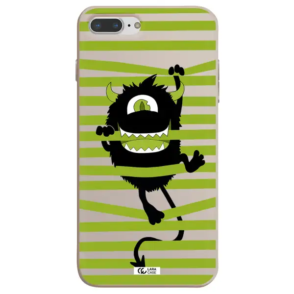 a black monster with horns and green stripes Apple iPhone 8 plus Silicone Stone Case