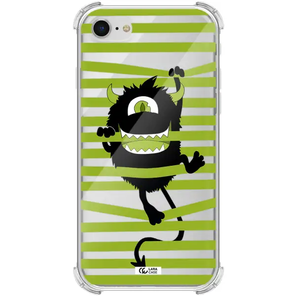 a black monster with horns and green stripes Apple iPhone se 2020 Clear PC Case
